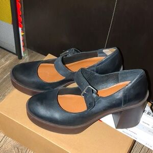 Lucky Brand leather high heels Mary Jane shoes, 9.5M, Black. Never worn w/box